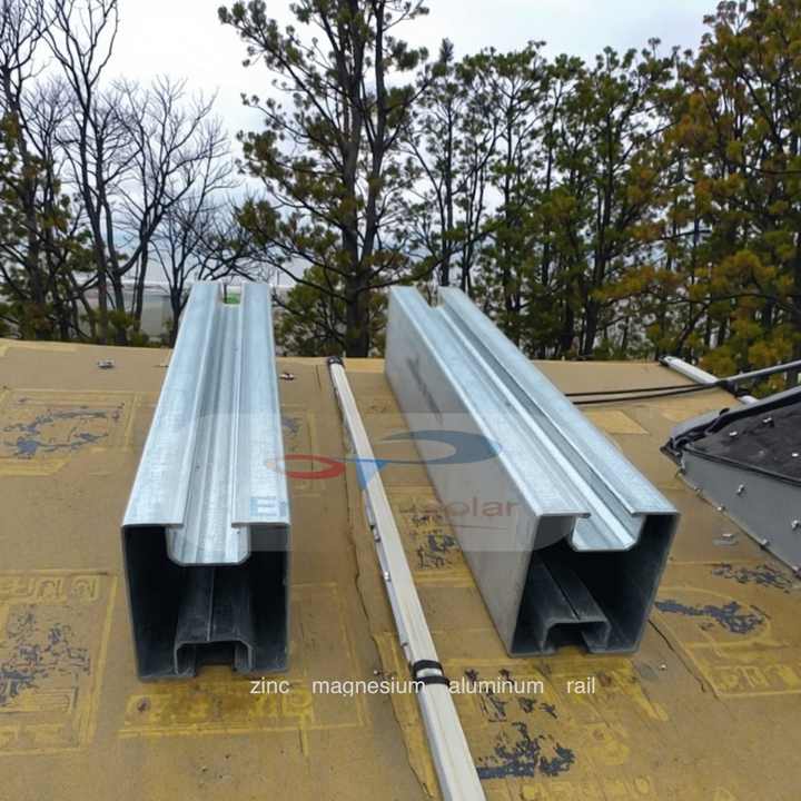 Mini Rail Solar Panel Roof Mounting Zinc-Aluminum-Magnesium Brackets Structures for Metal Roofs Commercial Use EmperySolar