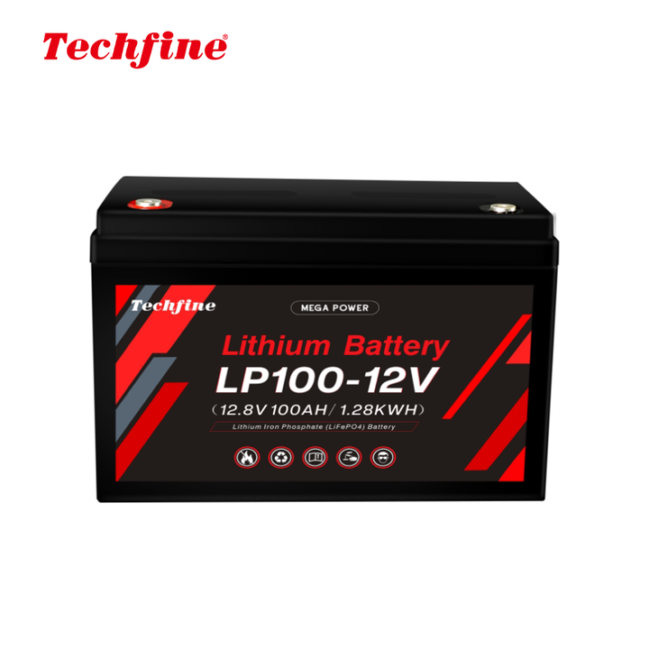 Portable 5000 Deep Cycle LiFePO4 Battery 12V 12.8V 100Ah for 48V Home Power Systems Techfine