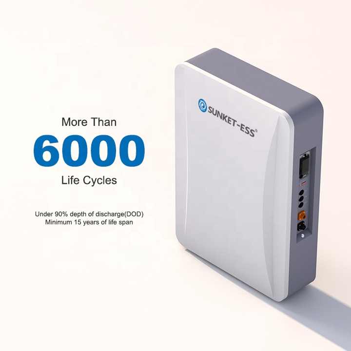 Solar Energy Battery 100Ah 200Ah 5kWh 10kWh 48V LiFePO4 Wall-Mounted Power Storage System for Residential and Commercial Energy Storage SUNKET