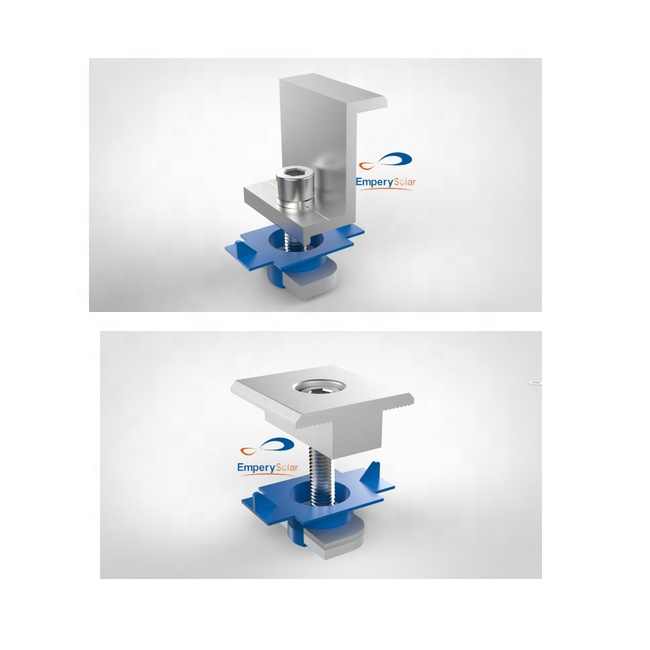 Aluminum Solar Mid Clamp Corrugated Roof Mounting Brackets with TUV Certificate for Commercial Solar Panels EmperySolar