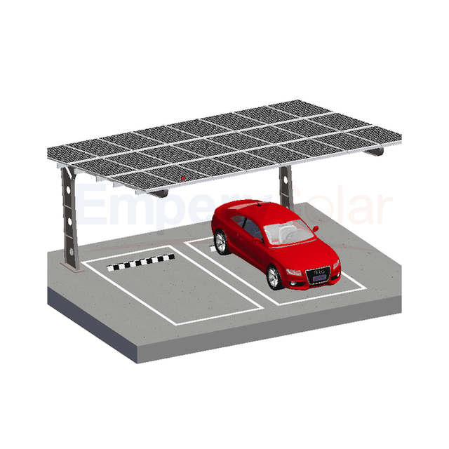 10KW Solar System Waterproof Carport with Battery Mounting Steel and Aluminium Complete Home Kit 0-60 Degree Tilt Angle AL6005-T5 or Stainless Steel Empery Solar