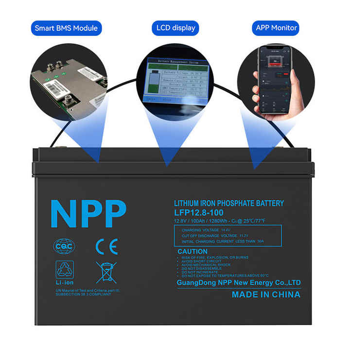 Deep Cycle LiFePO4 Battery Pack 50Ah 100Ah 150Ah 200Ah 12V 12.8V 24V 2kWh 2.5kWh High-Capacity Energy Storage for Golf Carts RV Marine Solar Power Systems NPP