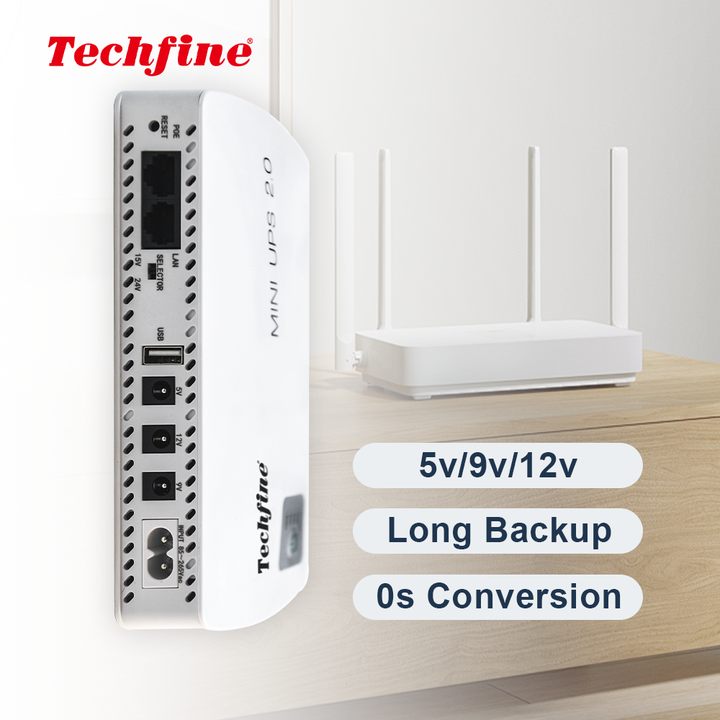 Mini UPS 18W 5V 12V 9V Power Supply for WiFi Router Modem POE 5V 50A Uninterruptible Power Supply for Networking Applications Techfine