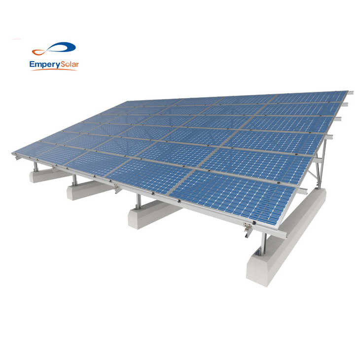 Universal Commercial Ground Solar Mounting System Zinc Magnesium Aluminum Industrial Rail Aluminum Solar Panel Bracket Tilt Angle 10°-60° Anodized Aluminum 6005-T5 Corrosion Resistant for High Wind Snow Load EmperySolar