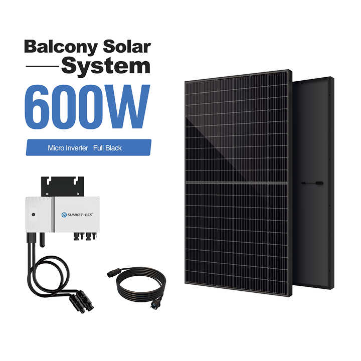 Sunket High Efficiency 600W 800W Solar Panel Small On-Grid Solar System for Home Balcony MPPT Controller Germany
