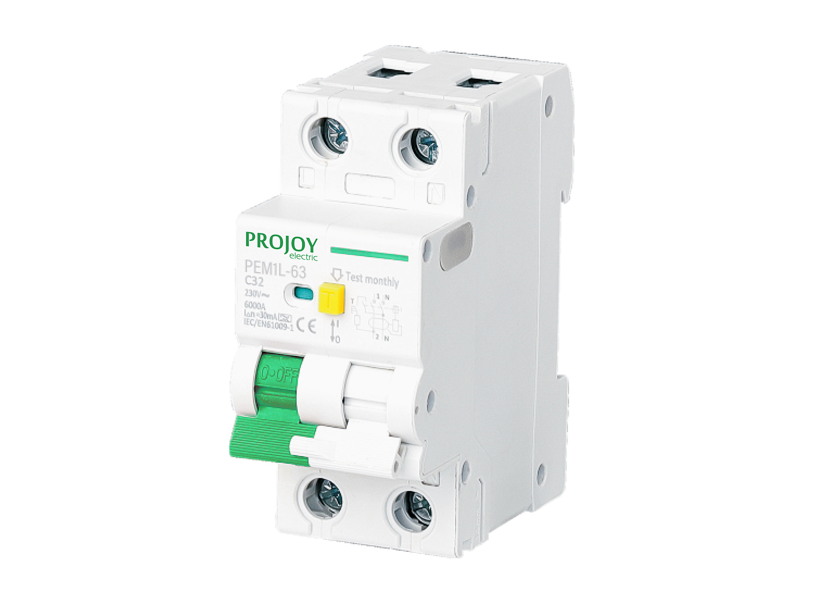 RCBO Electromagnetic Residual Current Circuit Breaker with Overload and Short Circuit Protection Complies IEC/EN 61009-1 Standard