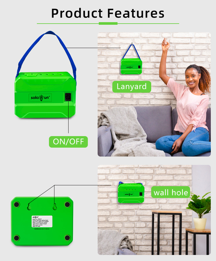 Solar Energy Products Portable Home Lighting Power System With Phone Charger for Off Grid Areas