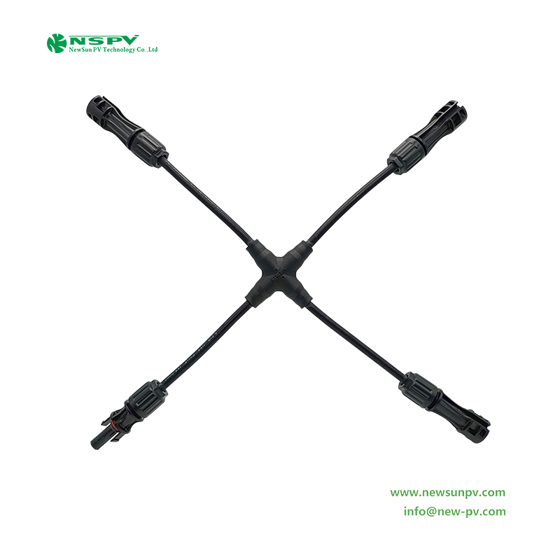 Solar Cable Assembly 2in1 Cross Type PV4.0 DC 1500V 30A IP68 Waterproof for Solar Energy Systems
