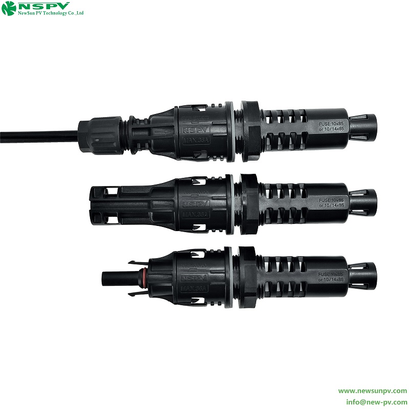 PV4.0 Solar Panel Fuse Connector 1500VDC 50A 1575V Max IP68 Rated Impulse 12KV for Solar Power Systems