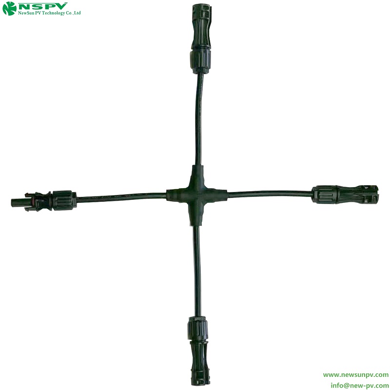 Solar Cable Assembly 2in1 Cross Type PV4.0 DC 1500V 30A IP68 Waterproof for Solar Energy Systems