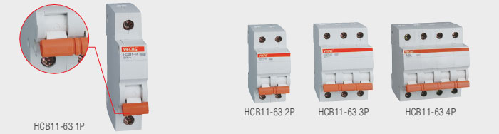 Mini Circuit Breaker 6000A Short Circuit Overload Protection for Solar Energy Systems HCB11-63