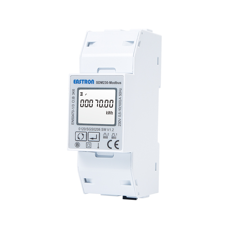 RS485 100A Din Rail Single Phase Multi-function Energy Meter Modbus Communication Pulse Output Bidirectional Measurement LCD Display Solar PV EV Charging Monitoring Eastron