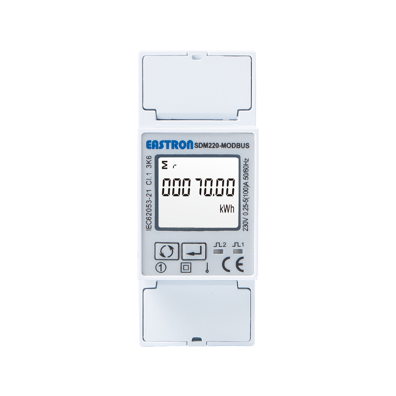 Modbus 100A Din Rail Single Phase MID Energy Meter Bi-Directional Measurement LCD Backlit Pulse Output Solar PV Application