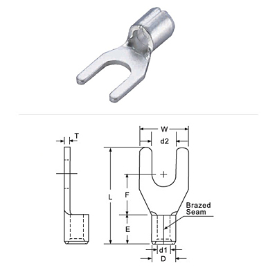 Non-Insulated Spade Terminals Tin-Plated Copper Connectors for Battery and Energy Storage Systems