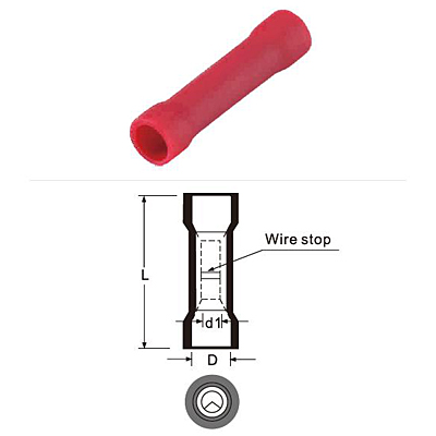 Vinyl Insulated Butt Splice Connectors Copper Tubular Tin Plated for Battery Energy Storage Systems