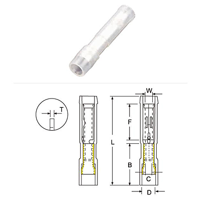 NYLON Fully Insulated Double Crimp Bullet Female Disconnectors (NYD Series) for Battery and Energy Storage Systems