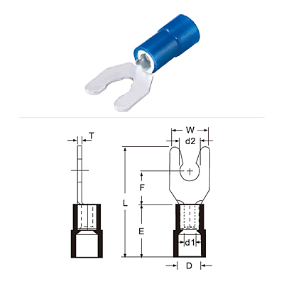 Nylon Insulated Locking Spade Terminals Copper Tin Plated for Electrical Wiring Connections