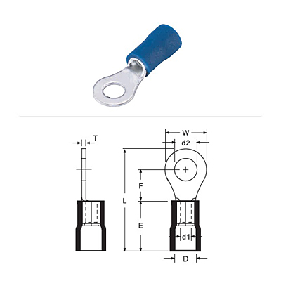 Vinyl Insulated Ring Terminals Single Crimp Copper Tin Plated for Battery Energy Storage Systems