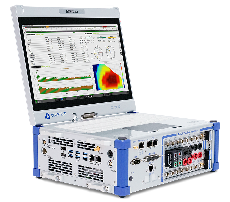 DEWE3-A4 Portable All-in-One DAQ System with 32 Analog Inputs for Battery Testing and Energy Storage Measurement Applications