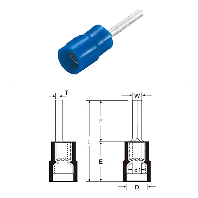 Nylon Insulated Double Crimp Pin Terminals Copper Tin Plated for Battery Energy Storage Systems