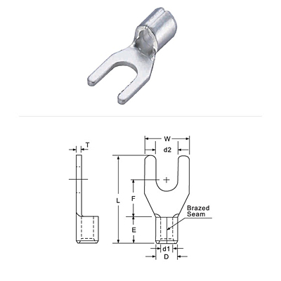 Non-Insulated Spade Terminals Tin-Plated Copper Connectors for Battery and Energy Storage Systems