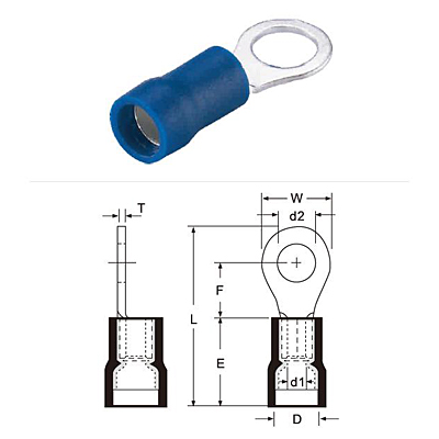 Vinyl Insulated Double Crimp Ring Terminals Copper Tin Plated for Battery Energy Storage Systems