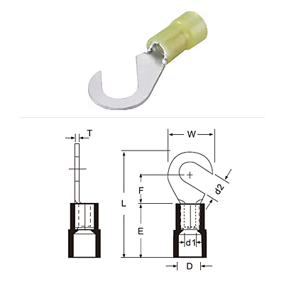 Nylon Insulated Hook Terminals Copper Tin Plated for Battery Energy Storage Systems