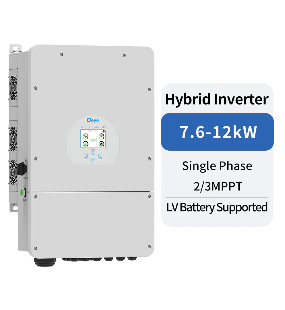 Single Phase Hybrid Inverter 7.6-12kW 2 MPPT LV Battery Supported for Solar Energy Storage Systems