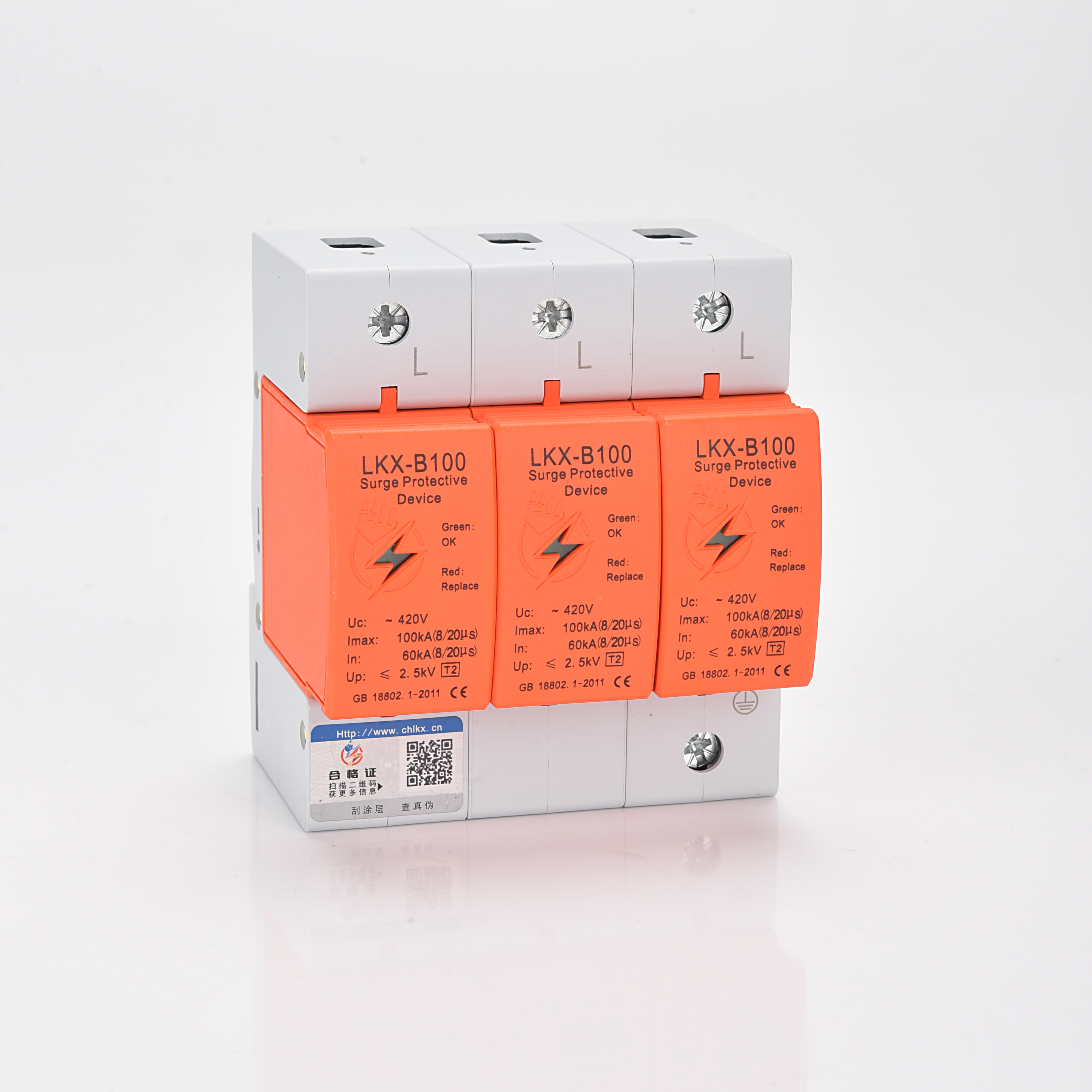LKX-B100/3P Power Surge Protector 3-Phase 100kA Surge Protection for Solar PV and Energy Storage Systems