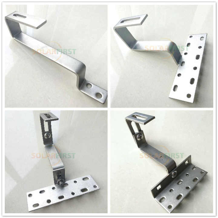 Aluminium Adjustable Bracket Roof Solar Hook for Tiled Roof Mounting System with High Wind and Snow Load Resistance Solarfirst