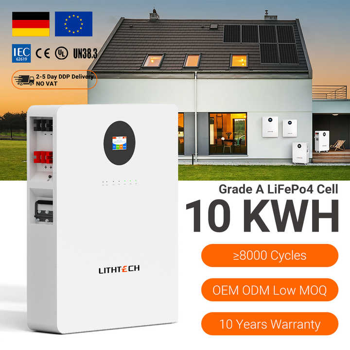 Wall Mounted Lithium Battery 51.2V 200Ah 10KWh LiFePO4 Solar Energy Storage System for Home Powerwall