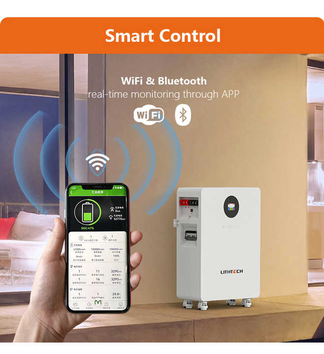 Solar Power 16kWh 15kWh Lithium Battery 51.2V 314Ah 300Ah Home Energy Storage System with Wheel for Off-grid Hybrid Grid Applications Lithtech