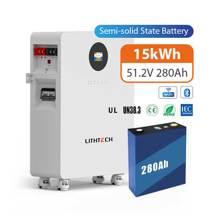 Lithium Semi Solid Battery 51.2V 280Ah 15kWh with Smart Monitoring App for Home Solar Energy Storage Systems LITHTECH