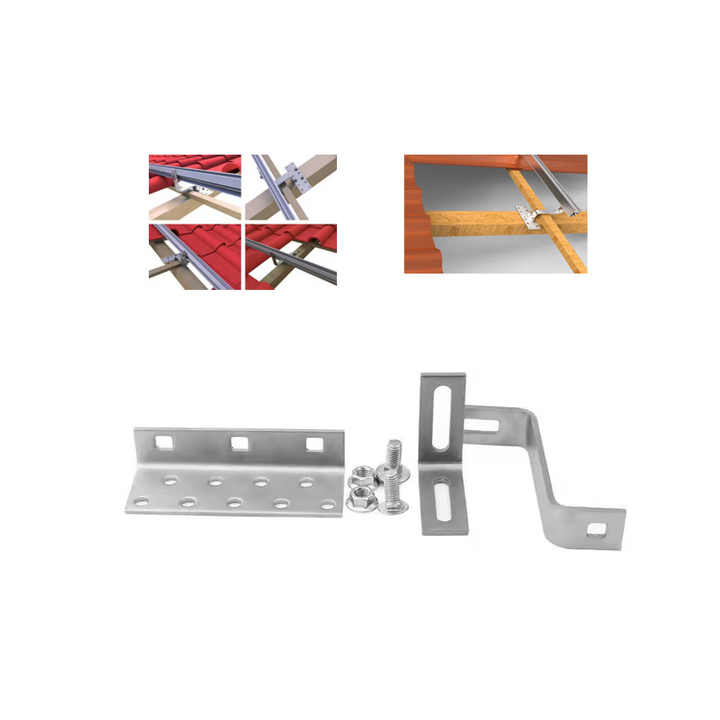 Aluminium PV High Quality Metal Tile Roof Hook Mounting Solar Tile Hook Gancho Solar Wind Load up to 60m/s SUS304 Material Rooftop Installation Solarfirst