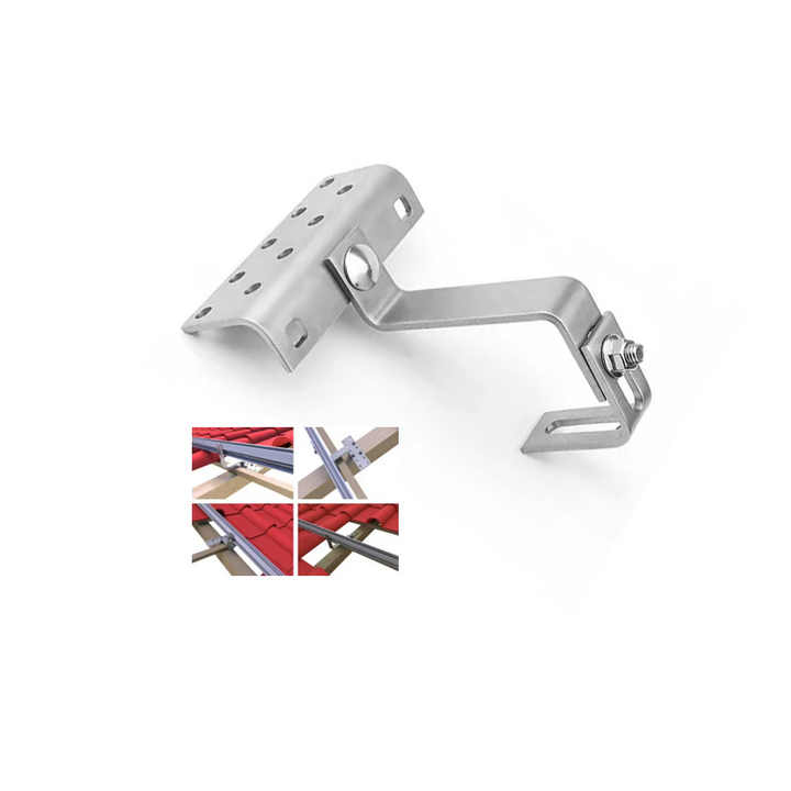 Aluminium PV High Quality Metal Tile Roof Hook Mounting Solar Tile Hook Gancho Solar Wind Load up to 60m/s SUS304 Material Rooftop Installation Solarfirst