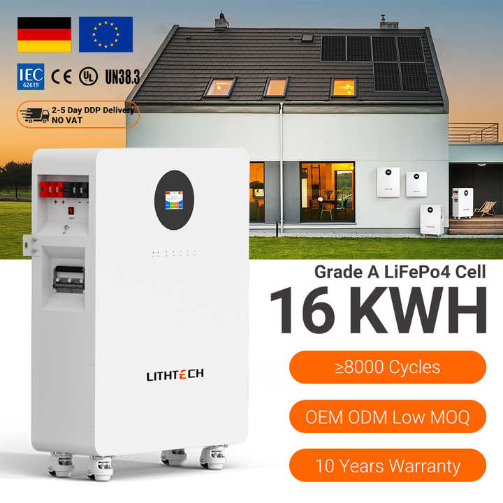 Lithium Battery 51.2V 48V 200Ah 5Kwh 10Kwh LiFePO4 Wall-Mounted Solar Power Storage System for Household Energy Solutions Lithtech