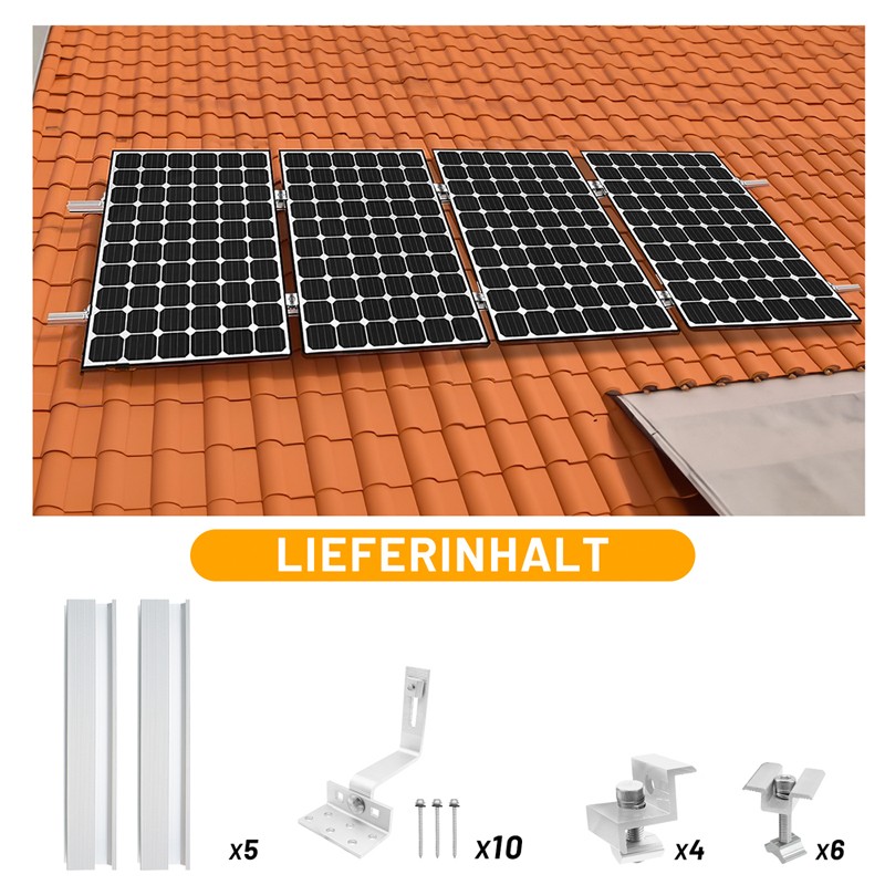 Solar Panel Bracket Roof Mounting Rail for Glazed Tile Roofs, Lightweight Aluminum Alloy, Suitable for 1.18"/1.38" Panels, Fuyesen