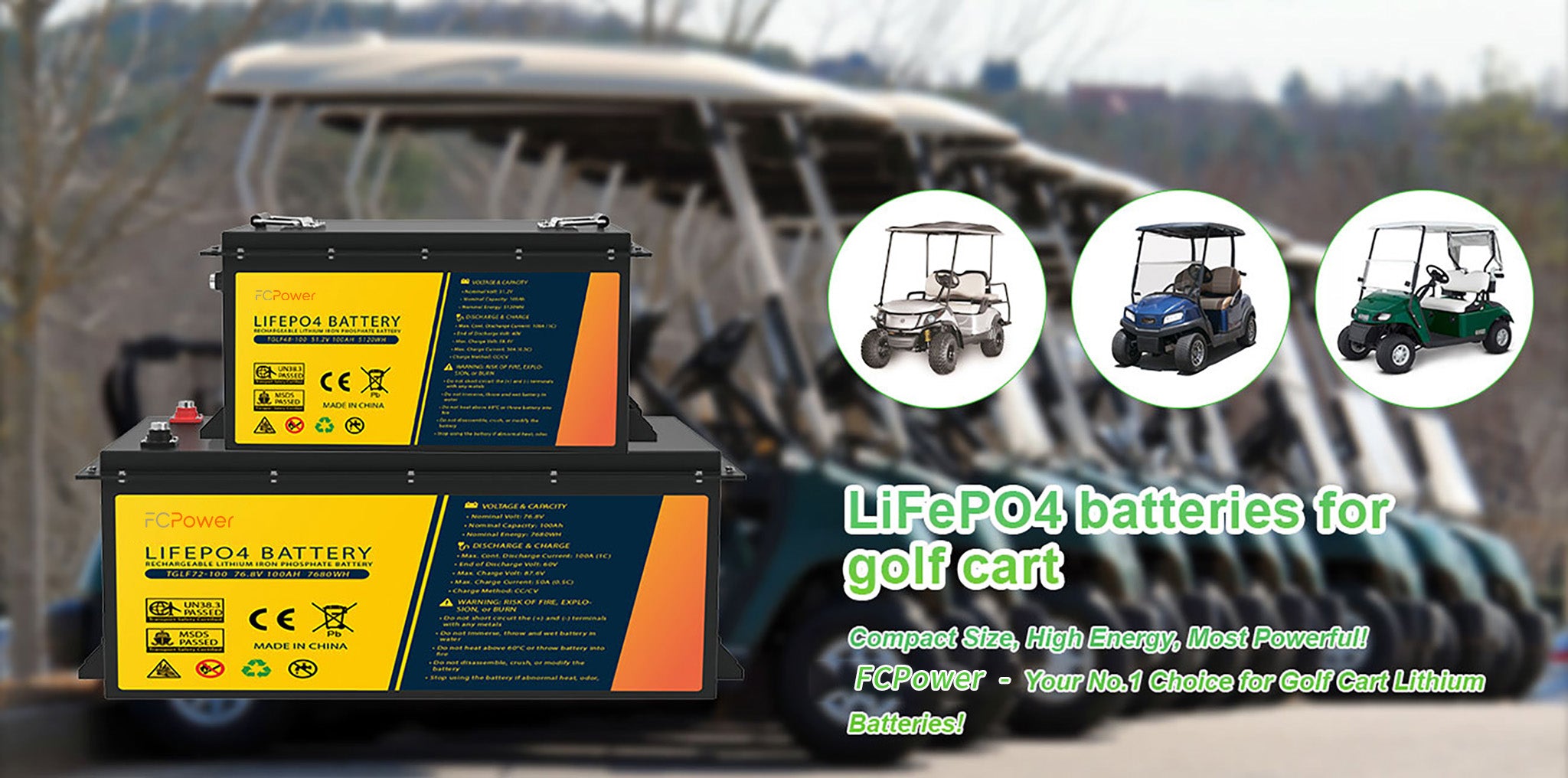 36V Golf Cart LiFePO4 Battery 38.4V 80AH Long Cycle Life for Golf Carts FC Solar