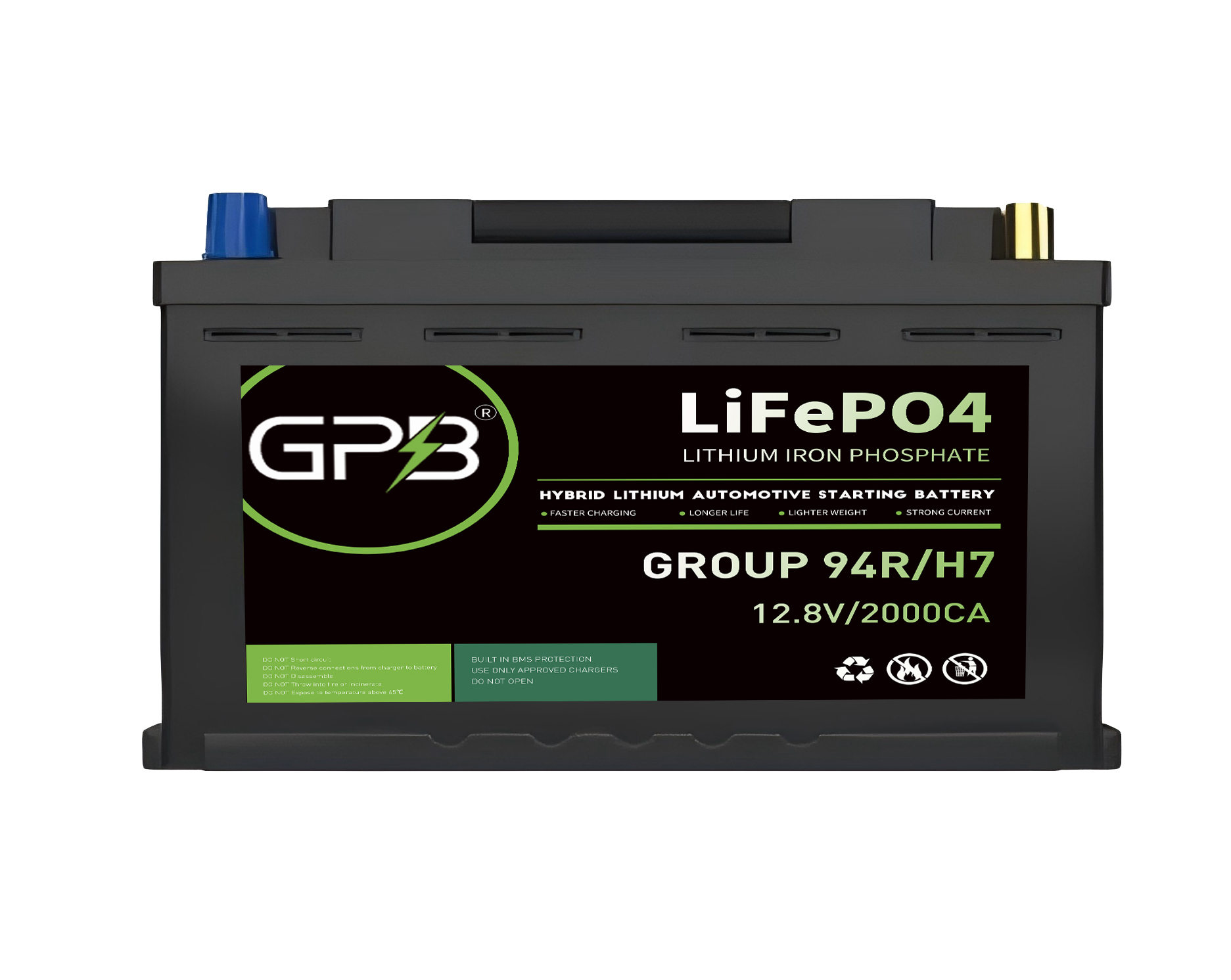 Hybrid Lithium Automotive Starting Battery High CCA Heat Resistant Technology Dual-Purpose Start-Stop Engineered BMS LiFePO4 Pouch Cells for Automotive Vehicles