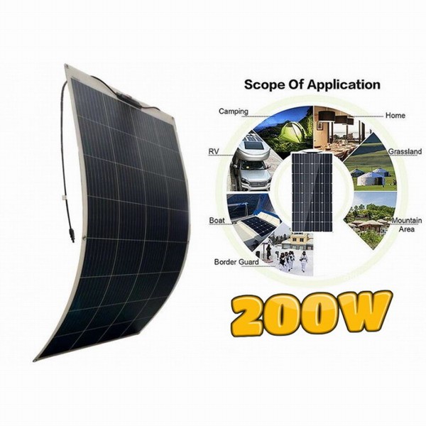 FSSM200-01G12 High-Efficiency MBB Solar Cell Semi-Flexible Walkable Solar Panel for RV Boat Marine Golf Cart