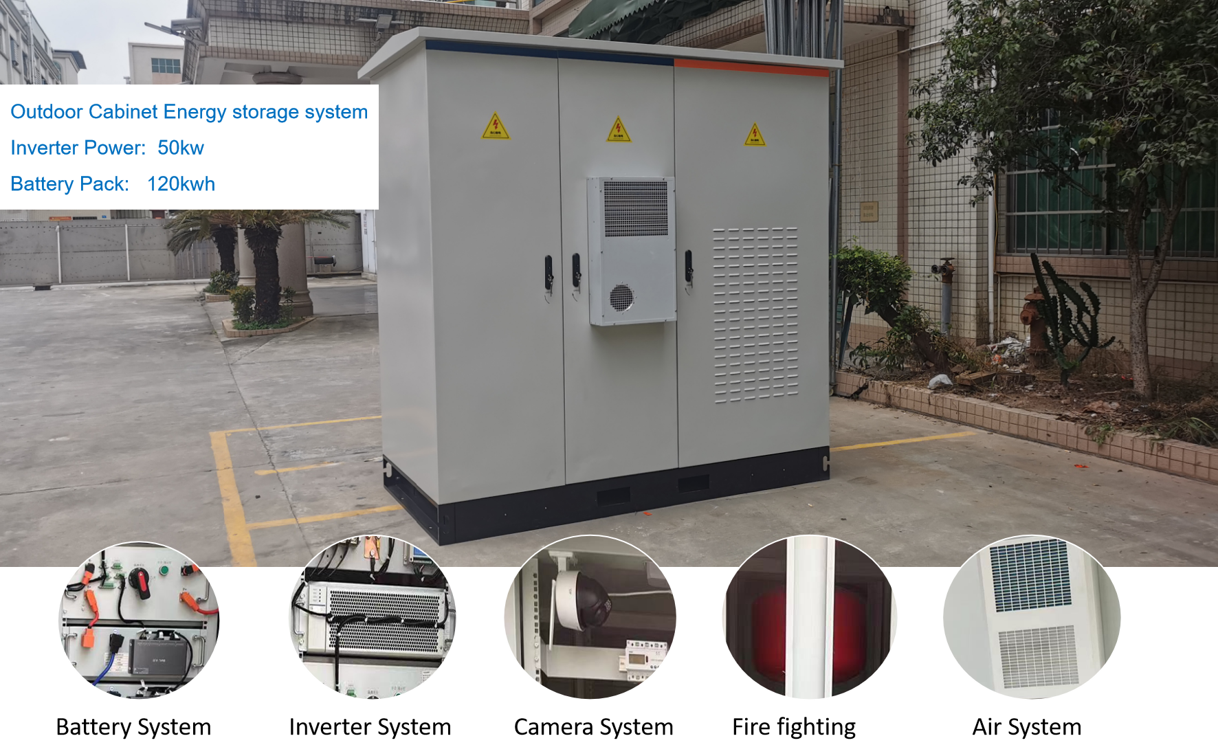 50kW/120kWh Outdoor Energy Storage System High-Capacity Battery for Peak Shaving Grid Support and Backup Power