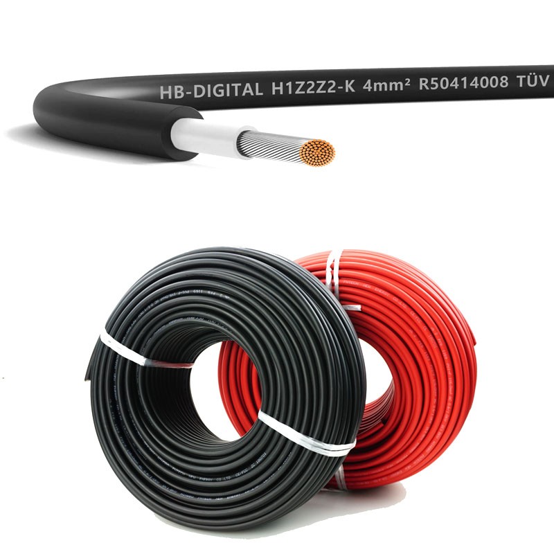 1x4.0mm2 Dual Wall Insulated Electron Beam Cross-Linked Halogen Free Cable for Solar Energy and Battery Storage Systems