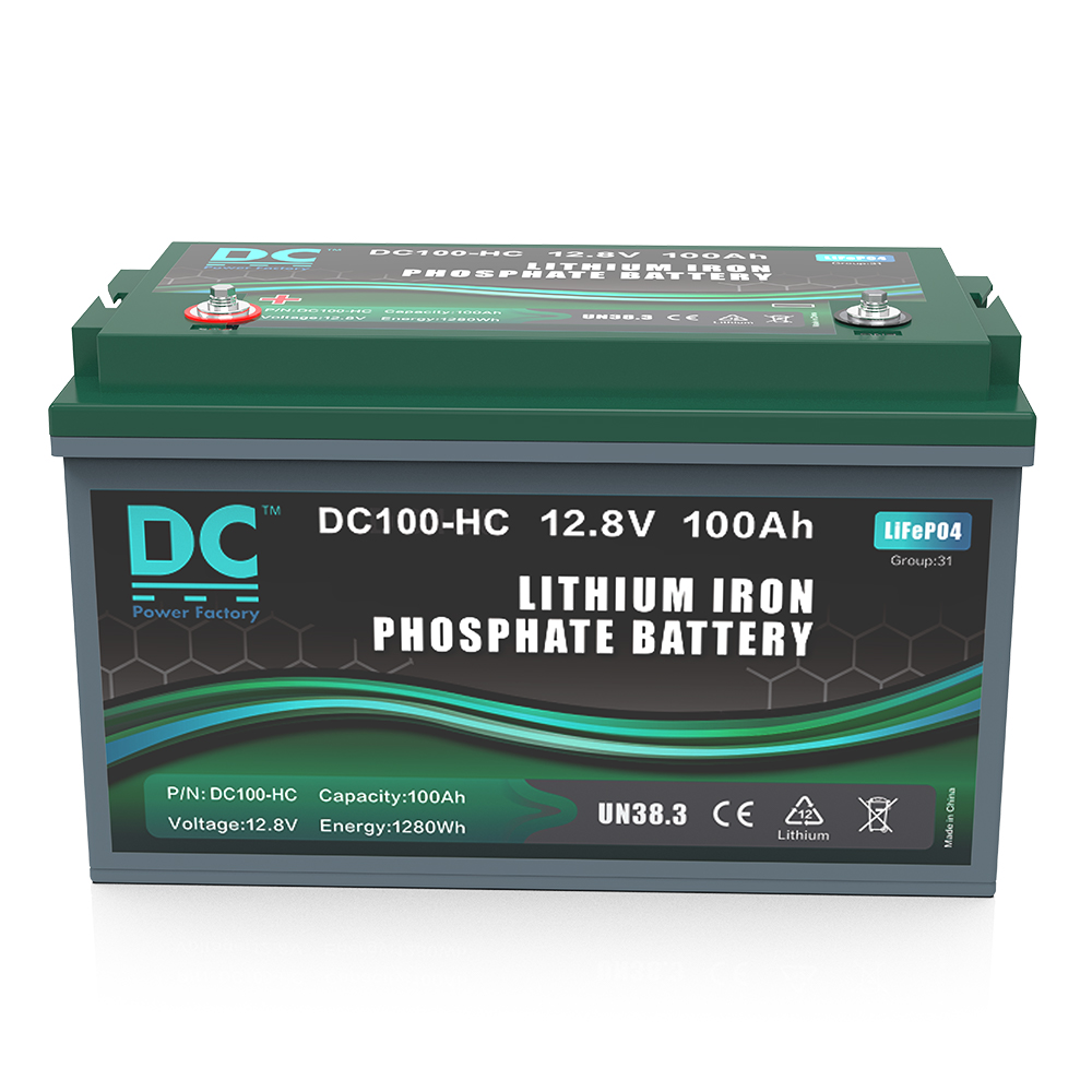 12.8V 100Ah DC100-HC LiFePO4 Battery High-Capacity Deep Cycle Energy Storage System for Marine and Off-Grid Applications