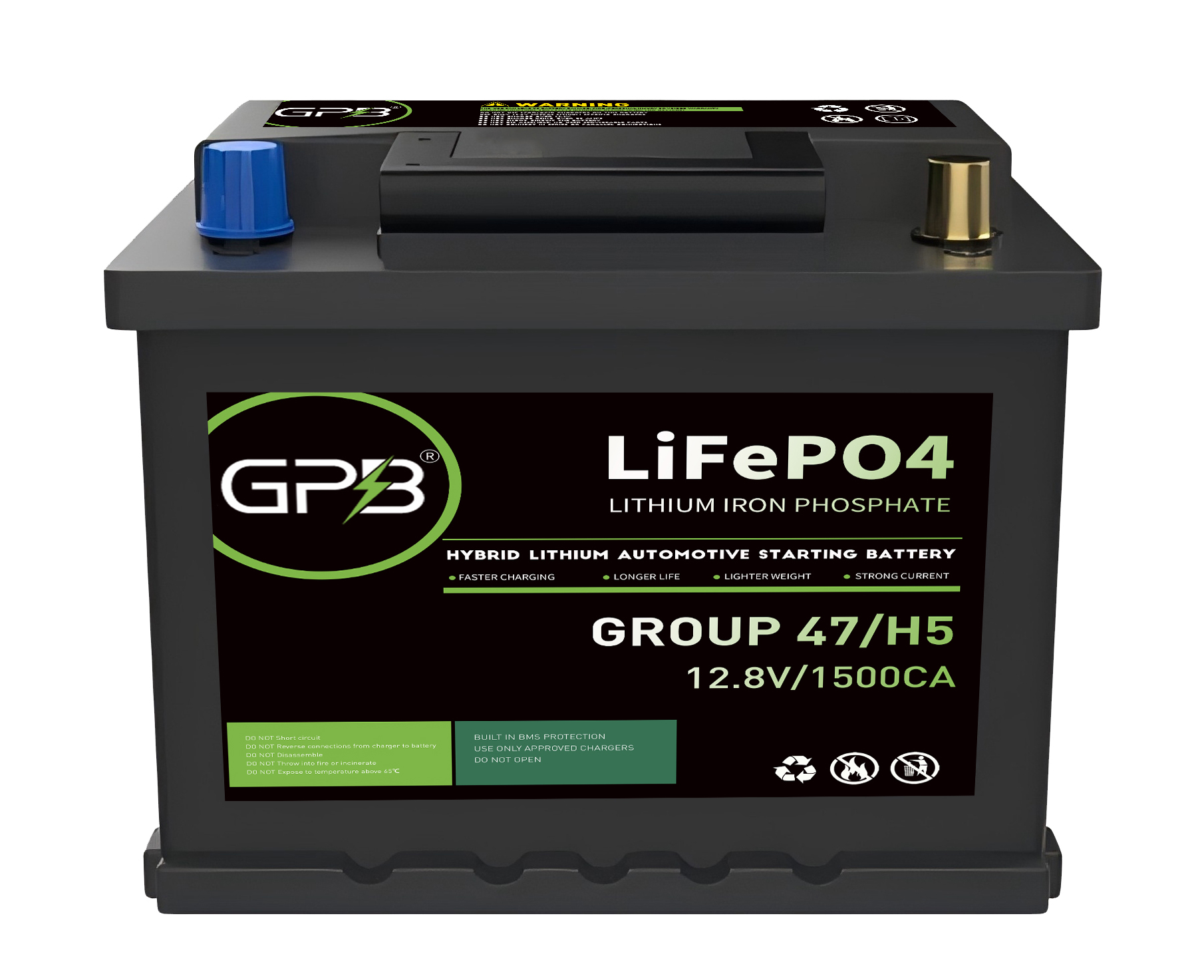 Hybrid Lithium Automotive Starting Battery High CCA Heat Resistant Technology Dual-Purpose Start-Stop Engineered BMS LiFePO4 Pouch Cells for Automotive Vehicles