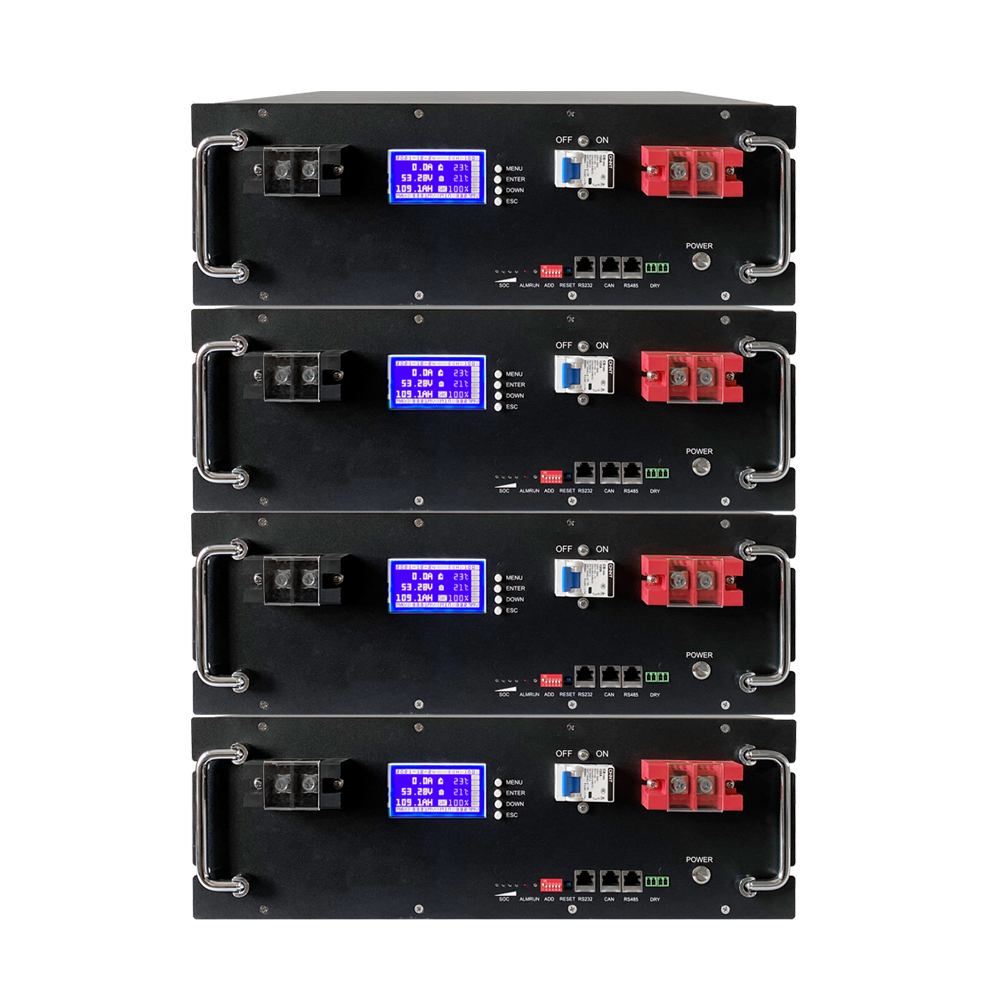 19″ Rack-Mount Li-Ion Lithium Iron Phosphate Server Rack Battery 51.2V 100Ah Long Cycle Life 8000+ Cycles Energy Storage System for Solar Inverters