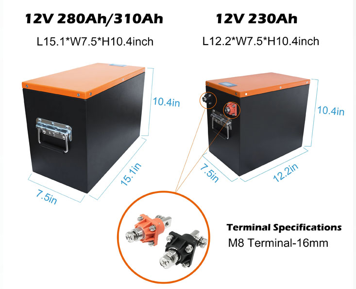 EEL 12V LiFePO4 Deep Cycle Battery Pack 230Ah 280Ah 310Ah with 200A BMS for Energy Storage Systems