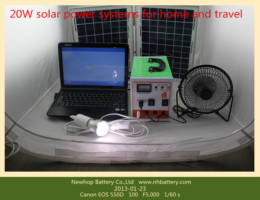 12V 20W Solar Power System 12Ah Portable Solar Charging Energy System for Home and Travel Backup Power