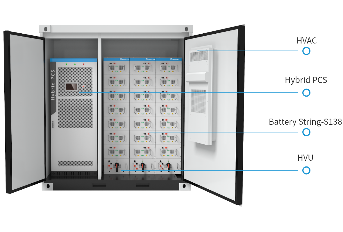 APO-M50/100-90Ah Cabinet Type Energy Storage Microgrid System LiFePO4 Battery 500-1000V UL9540A Certified IP54 Containerized Off-Grid On-Grid Solar PV Storage Solution Apollo