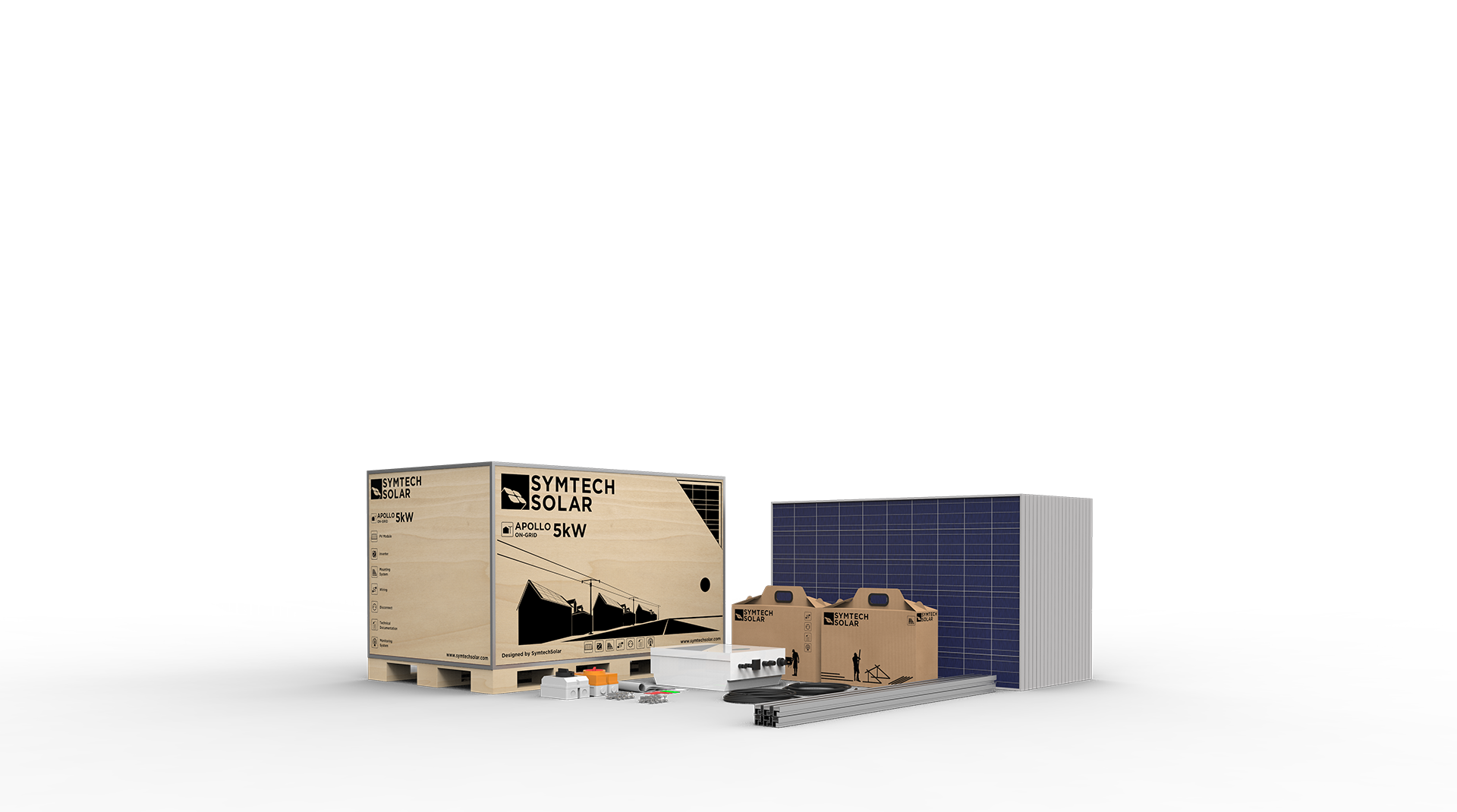 Apollo Residential On-Grid Solar PV Kits Plug-and-Play 5kW System for Home Rooftop Solar Power Generation Symtech Solar