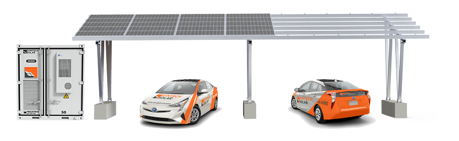 Hercules Solar Carport Kits Pre-Assembled Multi-Use PV Structure for Parking Areas with EV Charging Compatibility Symtech Solar